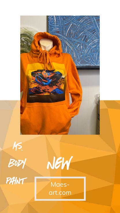 Lady Body Paint Orange Hoodie