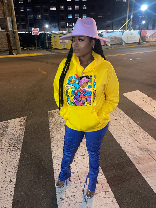 Abstract Queen Yellow Hoodie